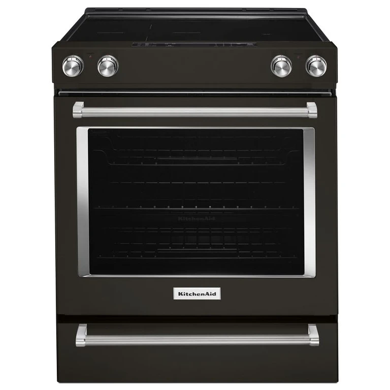 30 in. 5-Element Electric Slide-In Convection Range in Black Stainless Steel