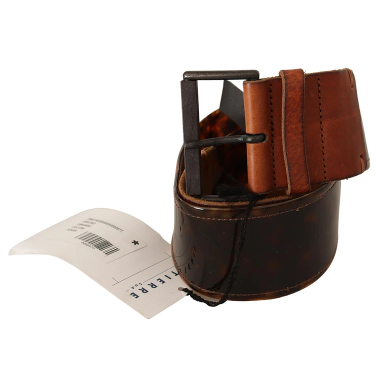 Dark Brown Leather Buckle Waist Belt - Women
