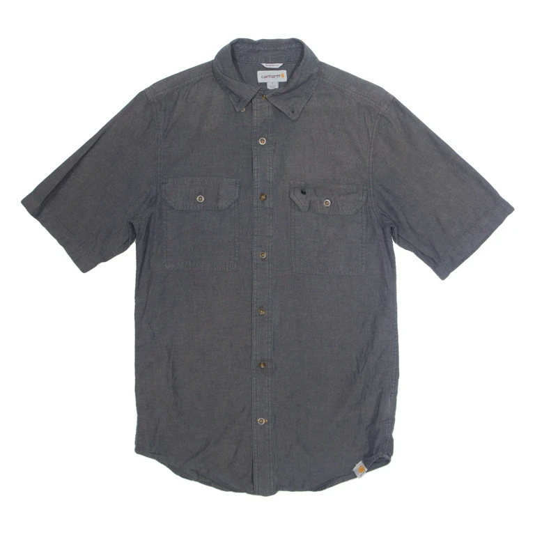 CARHARTT Relaxed Fit Mens Plain Shirt Grey Short Sleeve S