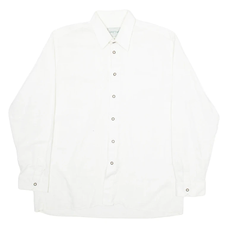SCHLOB DORLF Mens Plain Shirt White Long Sleeve XL