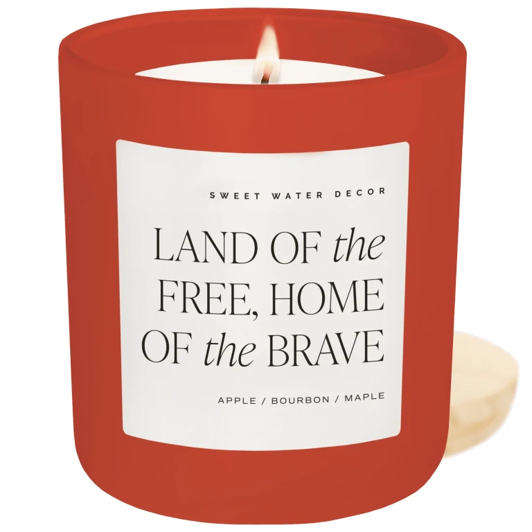 Land of the Free Home of the Brave Soy Candle - Red Matte Jar - 15 oz