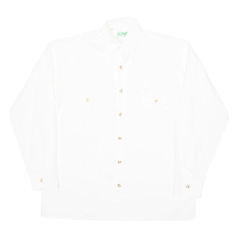 Mens Plain Shirt White Long Sleeve M