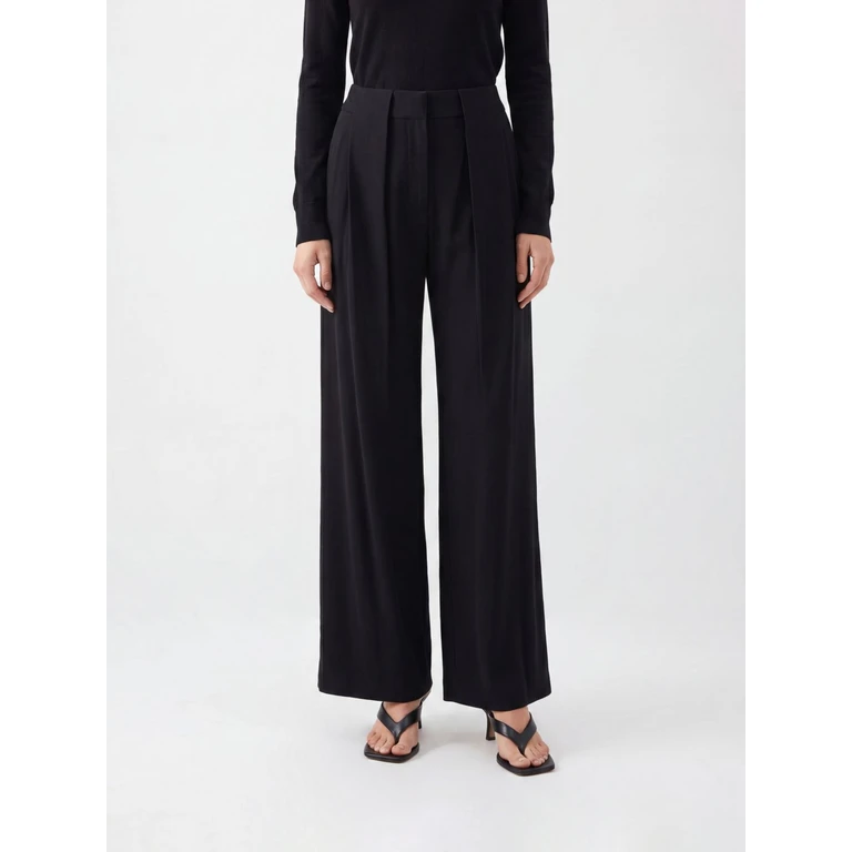 Wide-Leg Viscose Trousers with Pleats and Mid-Rise Waist (CDVSNCZX0STDBS940990)