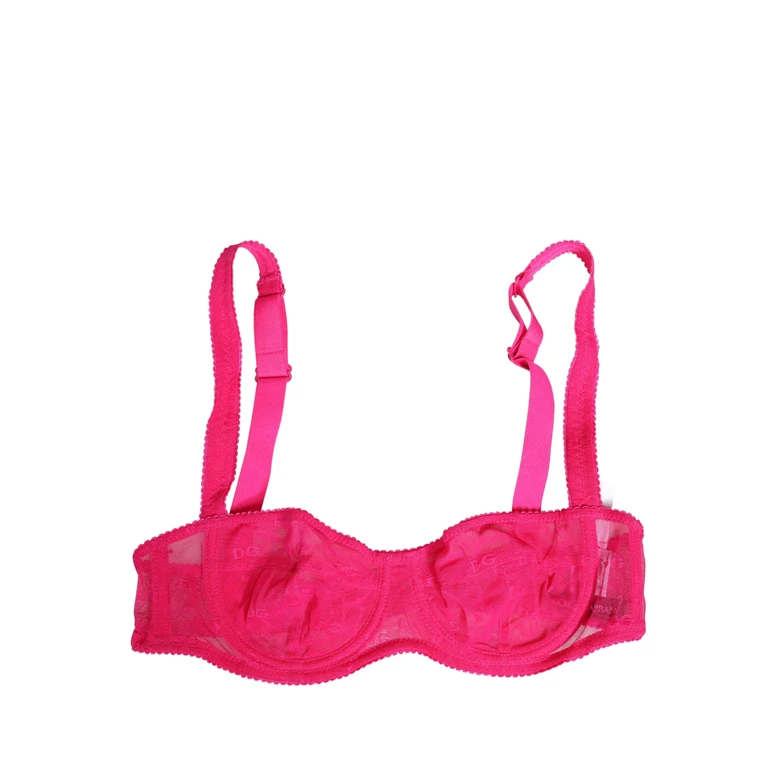 Dolce & Gabbana Pink Lace Mesh Underwire Balconnet Bra Underwear Elastane Nylon Clothing - Women