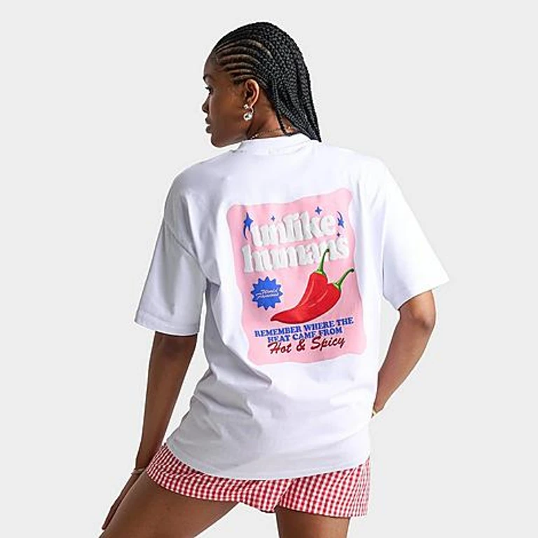 Unlike Humans Women's Chili Pepper T-Shirt in White Size: XS