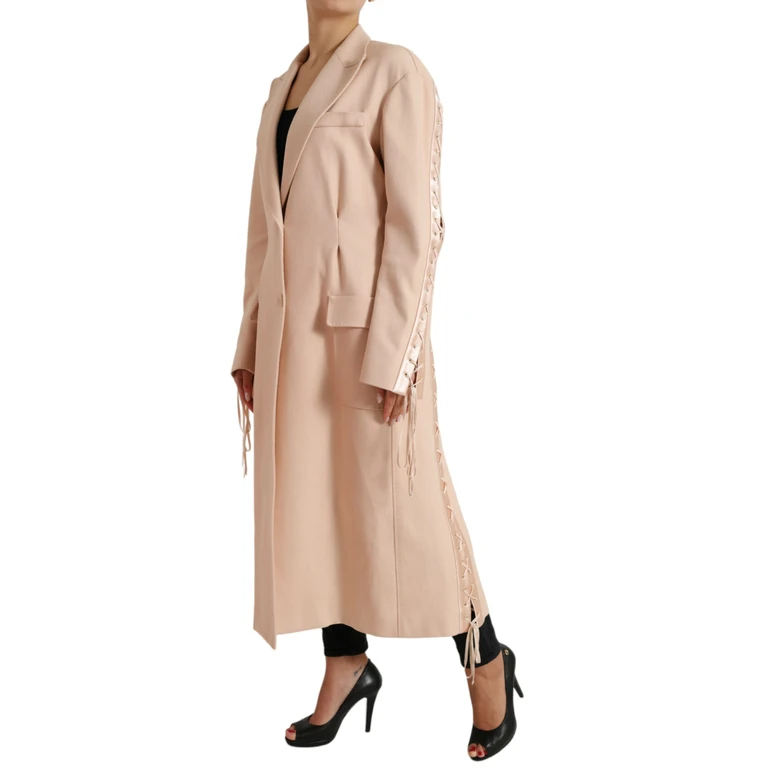 Dolce & Gabbana Beige Cotton Single Breasted Long Coat Jacket Acetate Nylon Elastane Clothing - Women