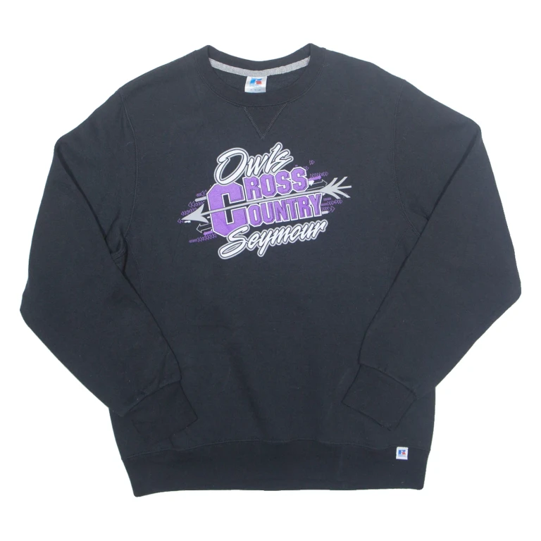 RUSSELL ATHLETIC Owls Cross Country Seymour Mens Sweatshirt Black USA M