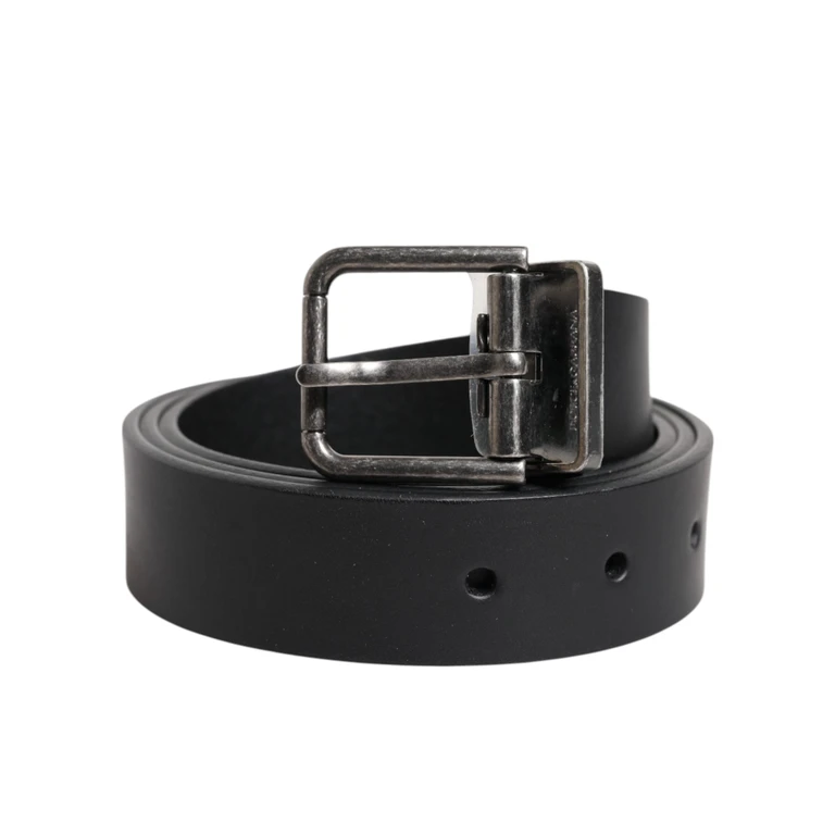 Dolce & Gabbana Black Classic Leather Metal Buckle Belt - Men