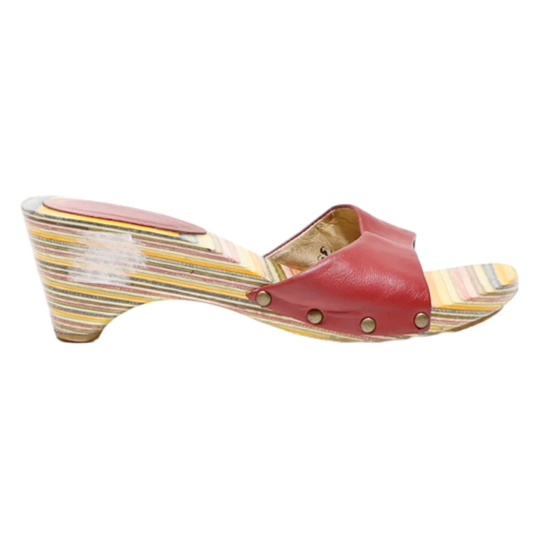 ALPHABET Mule Heels Red Leather Womens UK 6