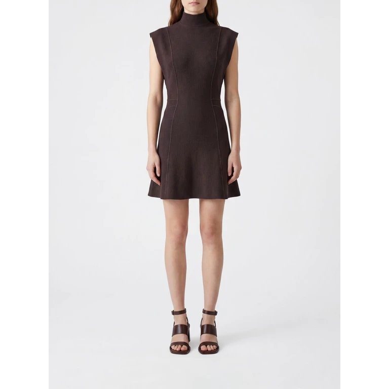 Slim-Fit Sleeveless Turtleneck Mini Dress in Silk Knit (AA9R2939K193CSI413)