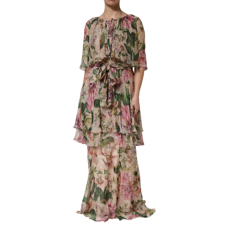 Dolce & Gabbana Multicolor Floral Silk Layered Maxi Dress - Women