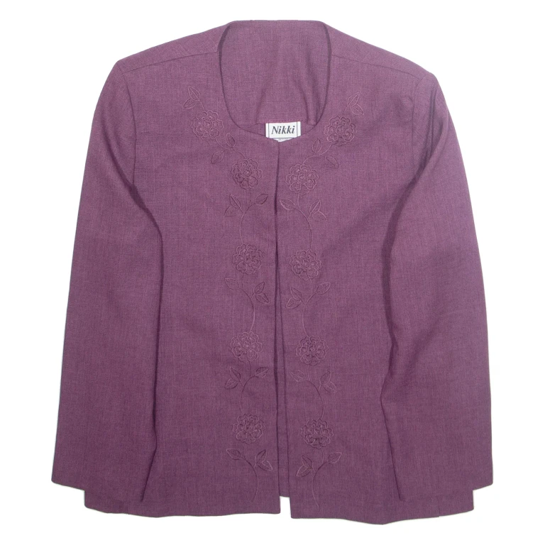Womens Blazer Jacket Purple Floral M