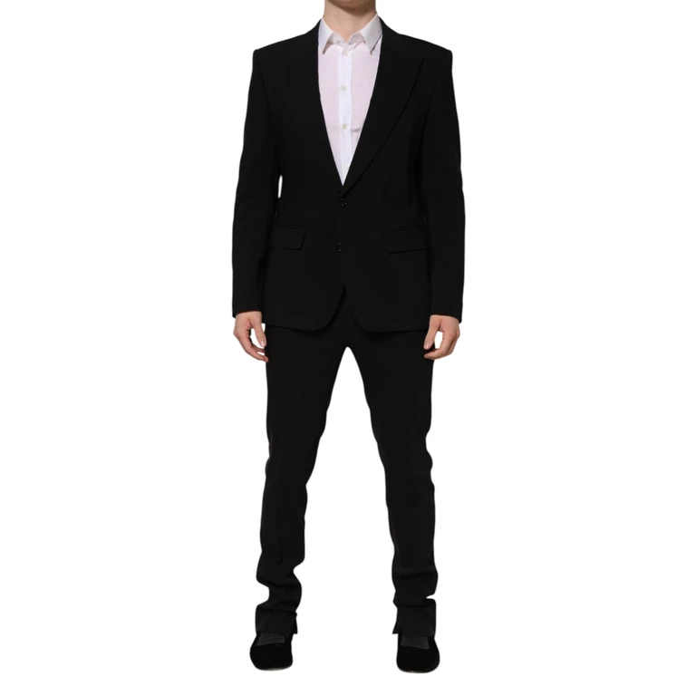 Dolce & Gabbana Black Martini Single Breasted 2 Piece Suit Cotton Viscose Elastane - Men