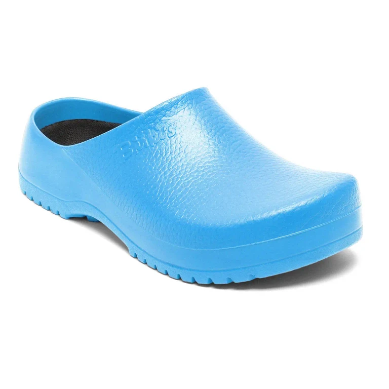 Super-Birki Polyurethane Ciel Blue Light Clogs