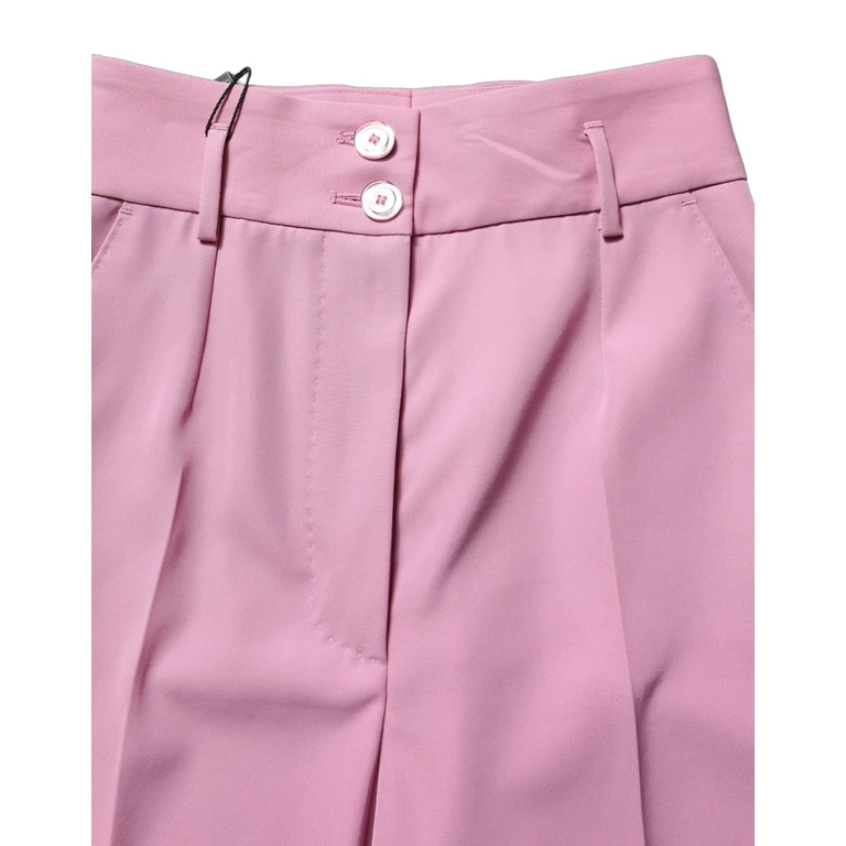 Dolce & Gabbana Pink High Waisted Polyester Trouser Pants - Women
