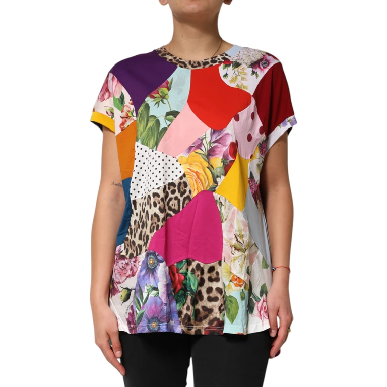 Dolce & Gabbana Multicolor Patchwork Cotton Silk Blouse Top - Women