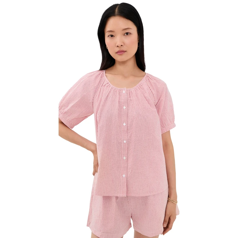 Marea Everly Top Red/White Seersucker L