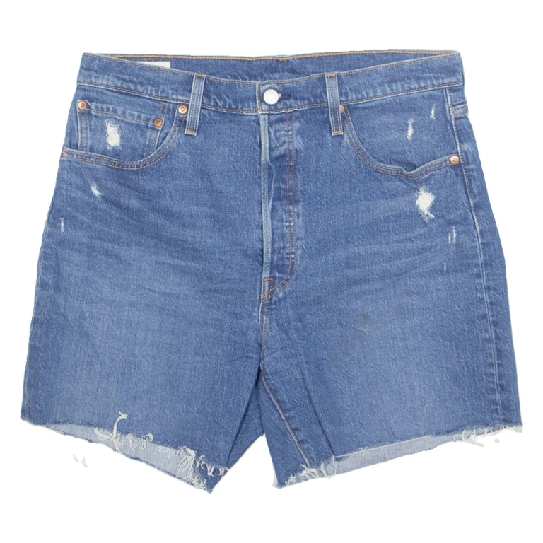 LEVI'S Cut Off 501 Premium E Womens Denim Shorts Blue M W34