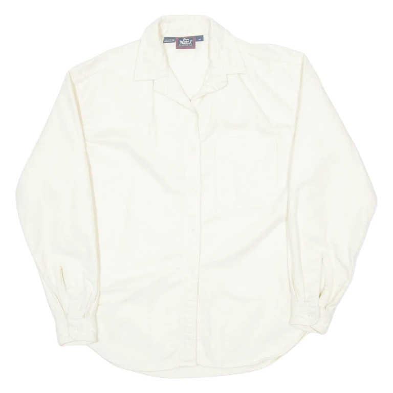 WOOLRICH Mens Plain Shirt Cream Long Sleeve M