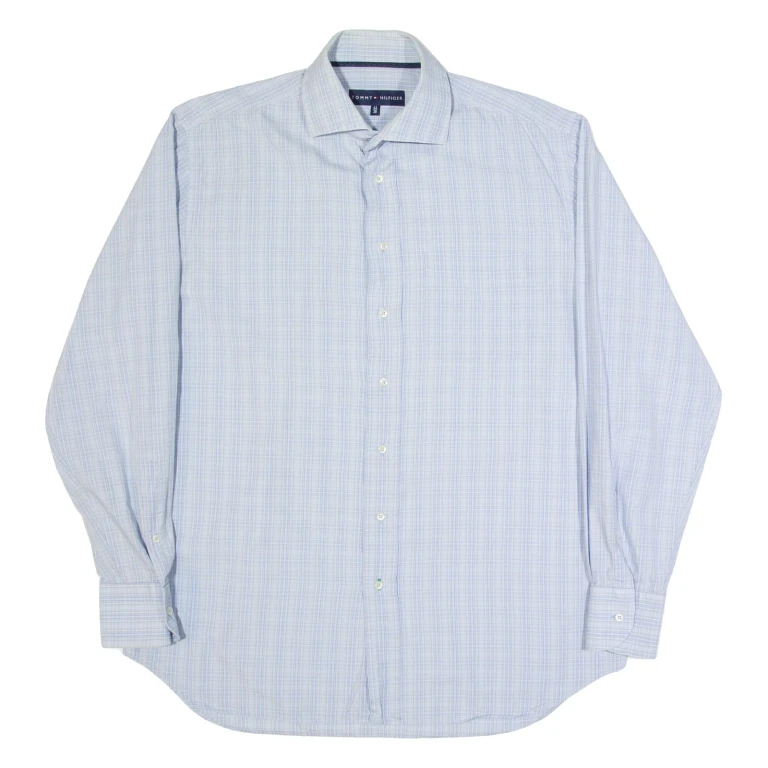 TOMMY HILFIGER Mens Shirt Blue Check Long Sleeve XL