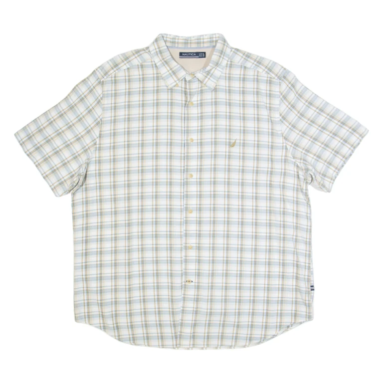 NAUTICA Mens Shirt Cream Check 2XL