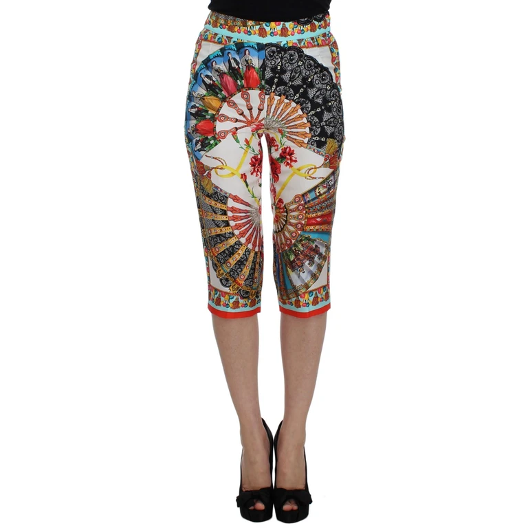 Multicolor Majolica Sicily Silk Pants - Women