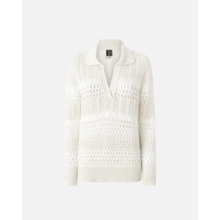 Pinko - Pull ajouré en coton à col polo - XS