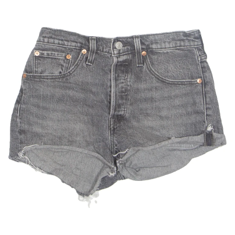 LEVI'S Cut Off 501 Womens Denim Shorts Black S W28
