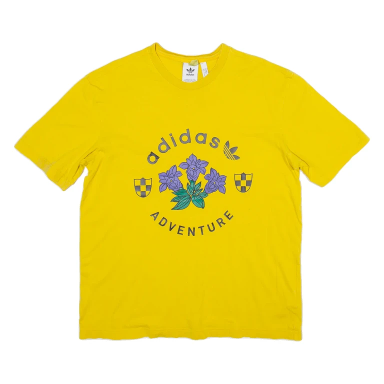 ADIDAS ORIGINALS Mens T-Shirt Yellow Crew Neck M