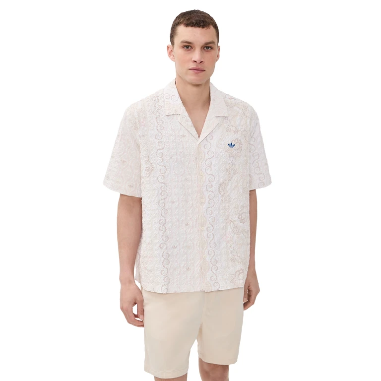 adidas Printed Seersucker Resort Shirt Blue M