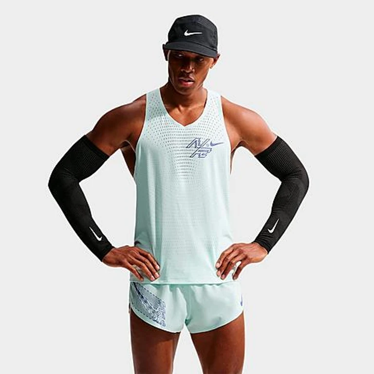Nike Men's AeroSwift Dri-FIT ADV Running Singlet in Barely Green/Lapis Size: XS