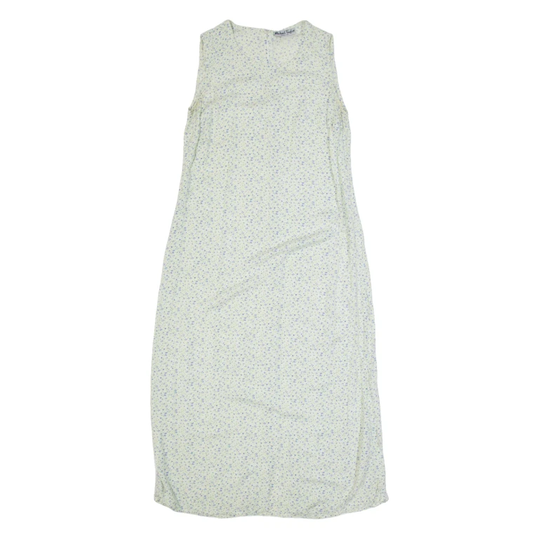 MICHAEL TAYLOR Womens Shift Dress Cream 90s Floral Sleeveless Long M