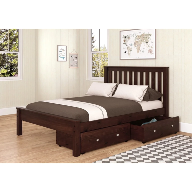 Carson Cappuccino Full Bed with Dual Underbed Drawers