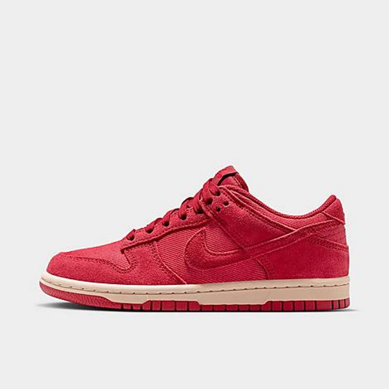 Nike Big Kids Dunk Low SE Casual Shoes in Team Crimson/Team Crimson/Sanddrift Size: 3.5
