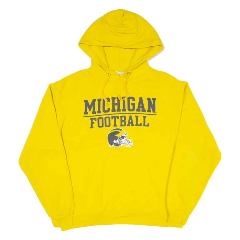 CHAMPION Michigan Football Mens Yellow Hoodie USA L