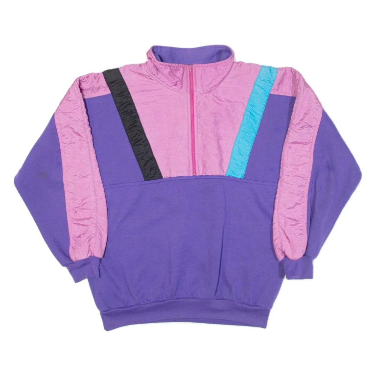 ASHLEY HILL Womens Sweatshirt Purple 1/4 Zip M