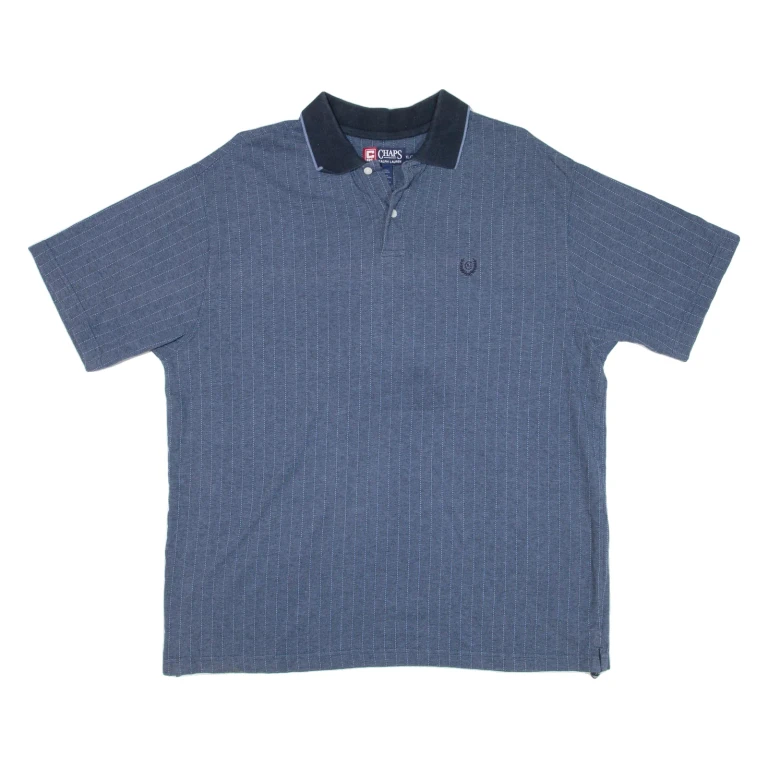 CHAPS RALPH LAUREN Mens Polo Shirt Blue Striped XL