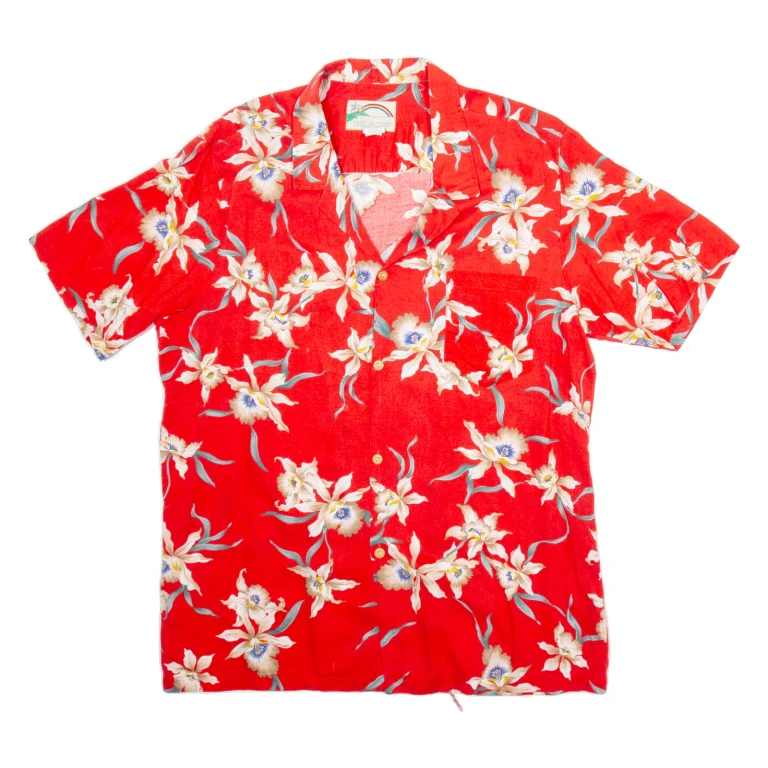 PARADISE FOUND Mens Hawaiian Shirt Red Floral XL