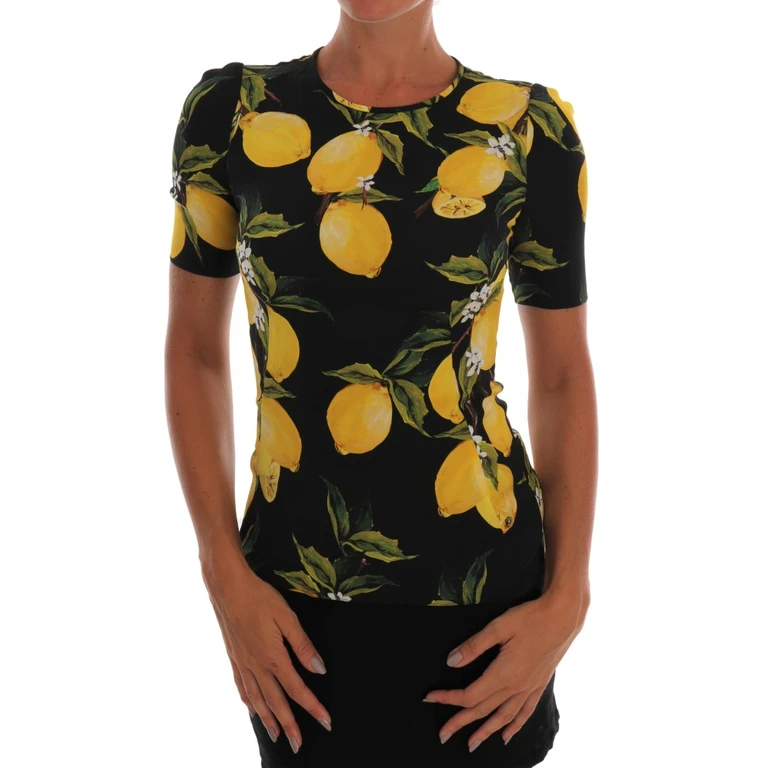 Multicolor Lemon Silk Stretch T-Shirt - Women