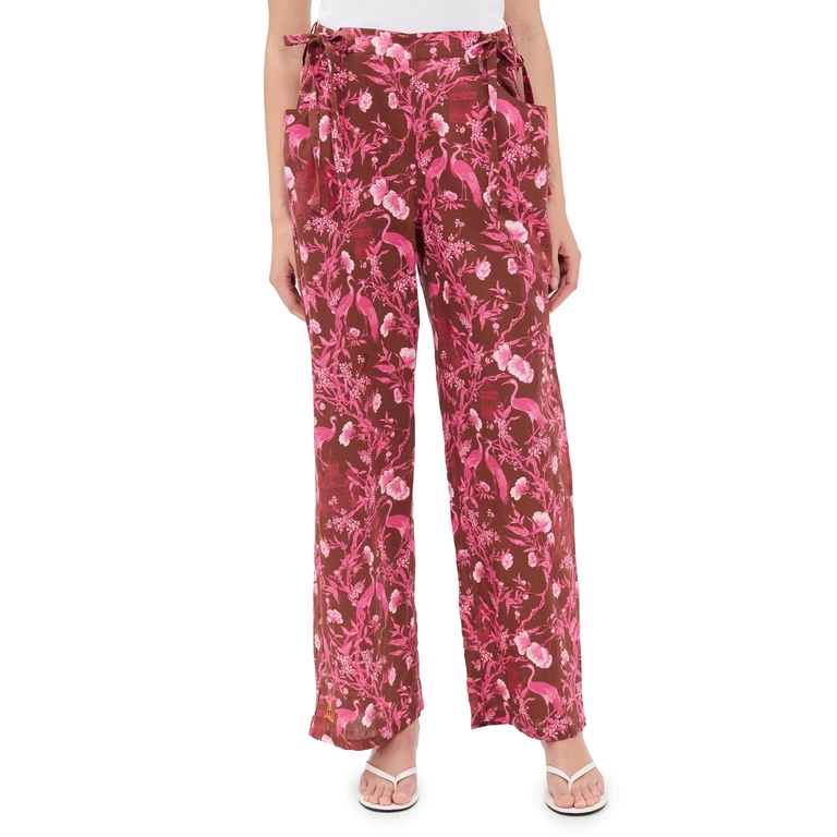 Coniglio Palm Beach Move and Groove Snap Pants Cranes Pink Teakwood 2