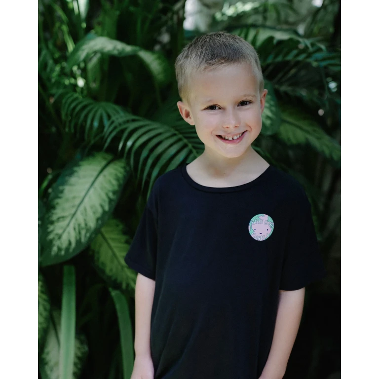 Kids Bamboo Black T-shirt - There is no planet B - 2-4 years