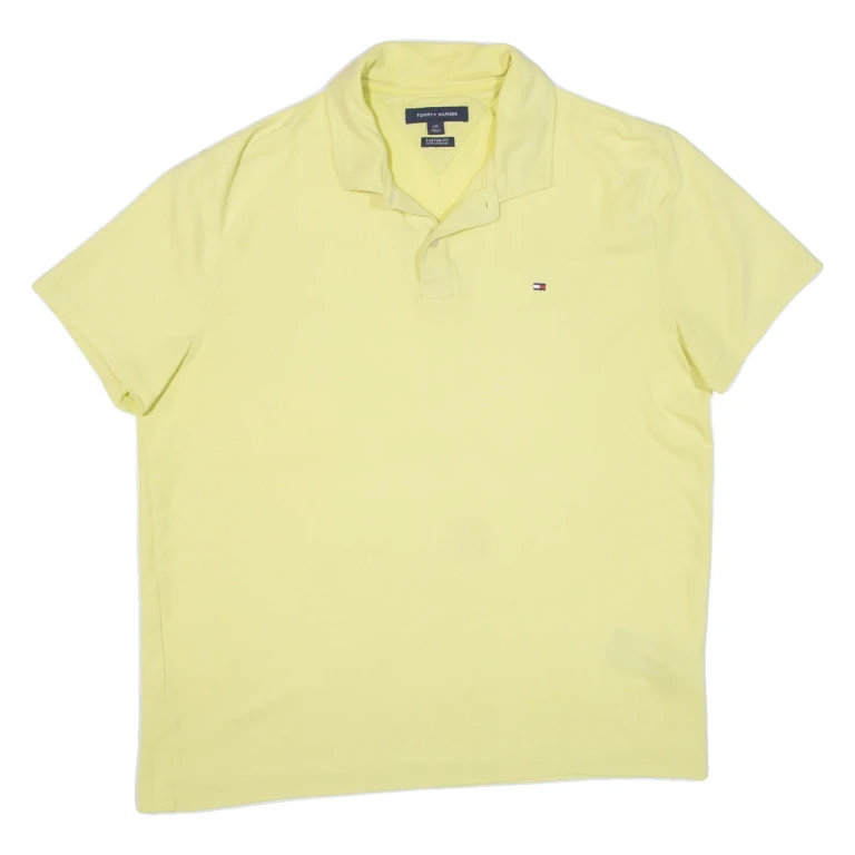 TOMMY HILFIGER Custom Fit Mens Polo Shirt Yellow L