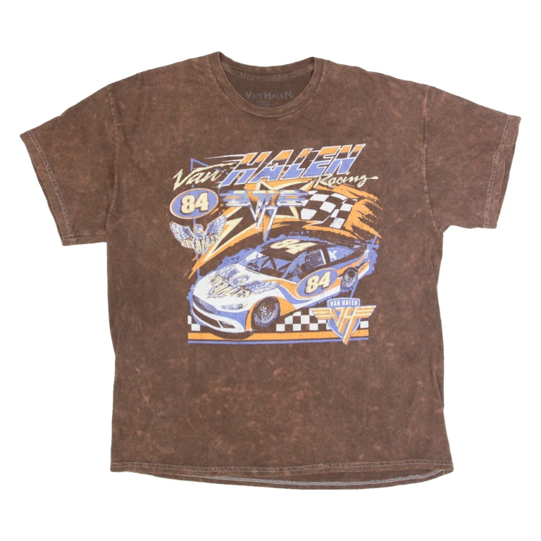 VAN HALEN Racing Mens T-Shirt Brown USA L