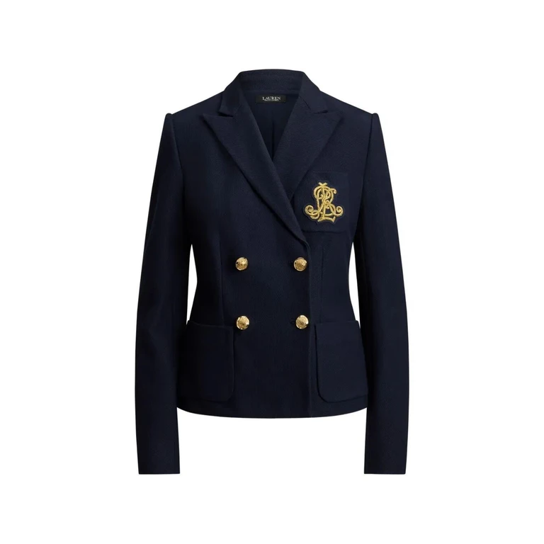 LAUREN RALPH LAUREN Blazer Knit Con Bottone Oro "Lauren Navy"