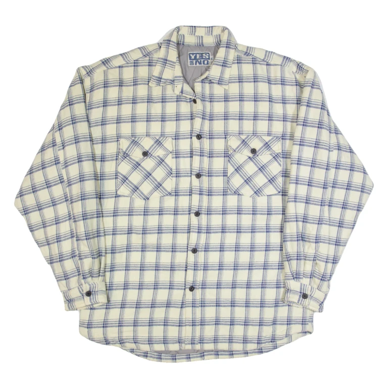 YES OR NO Mens Lumberjack Jacket Cream 90s Check XL