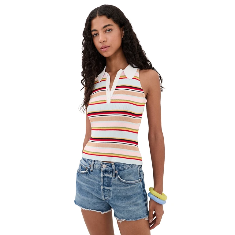Rowing Blazers Halter Polo Tank Top Multi-Color L