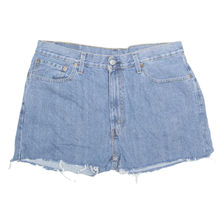 LEVI'S Cut Off 505 Womens Denim Shorts Blue L W36