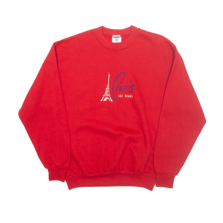 JERZEES Paris Las Vegas Mens Sweatshirt Red USA M