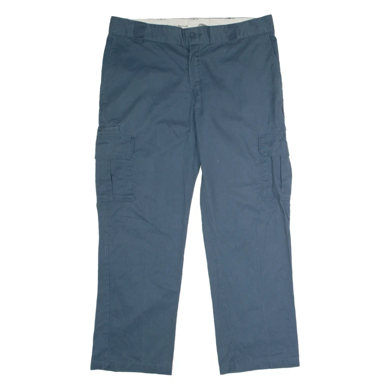 DICKIES Flex Workwear Cargo Mens Trousers Blue Regular Straight W38 L30