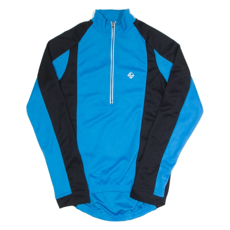 CRANE Cycling Mens Jersey Blue Long Sleeve 1/2 Zip S